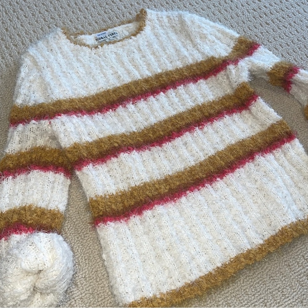 Moral Fiber Striped Fuzzy Knit Sweater